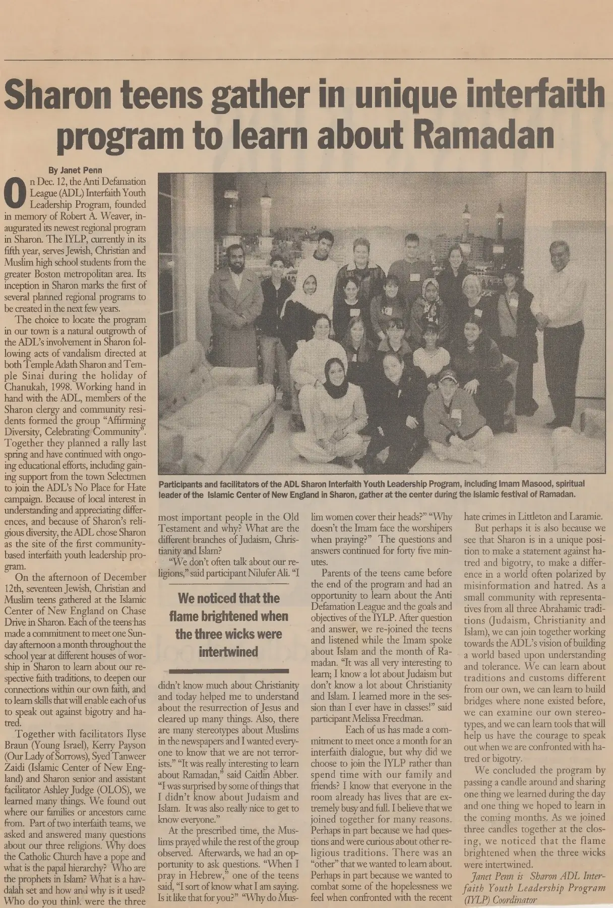 Sharon ADL Inter-Faith Youth Leadership Program