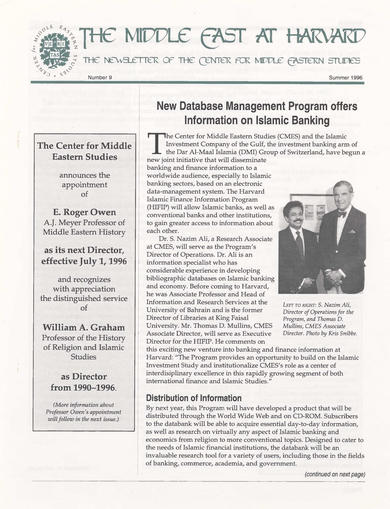 The Middle East at Harvard Newsletter - HIFIP Database Launch